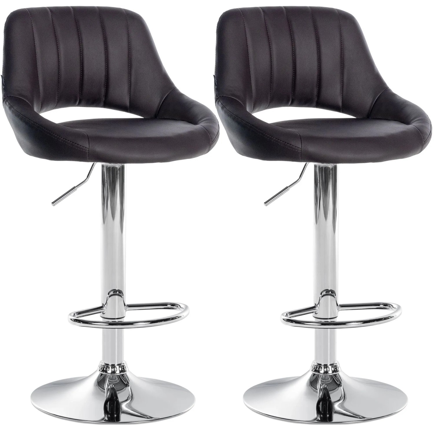 CLP 2er Set Barhocker Milet Kunstleder Metall in Chromoptik/braun