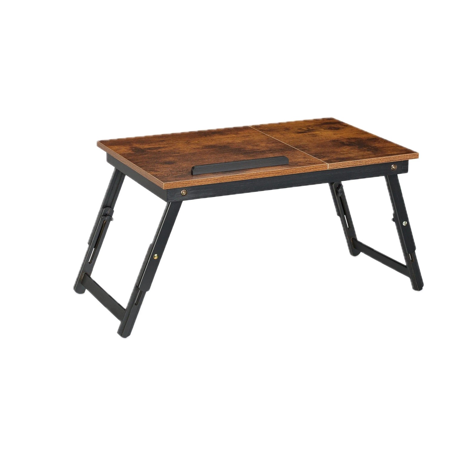 Relaxdays Laptoptisch Bambus MDF Dunkelbraun Schwarz Höhenverstellbar Neigbar Klappbar mit Schublade 32 cm x 69 cm x 35 cm 2,9 kg