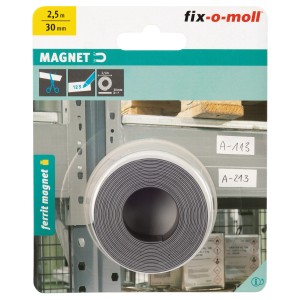 Fix-o-moll Magnetband, 2,5 mm x 30 mm, weiß, beschriftbar, für Haushaltshelfer und Werkstatt.
