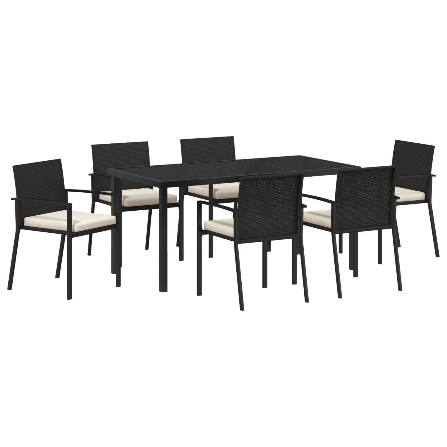 vidaXL Garten Essgruppe 7-Tlg Schwarz Poly Rattan 3379251 günstig online kaufen