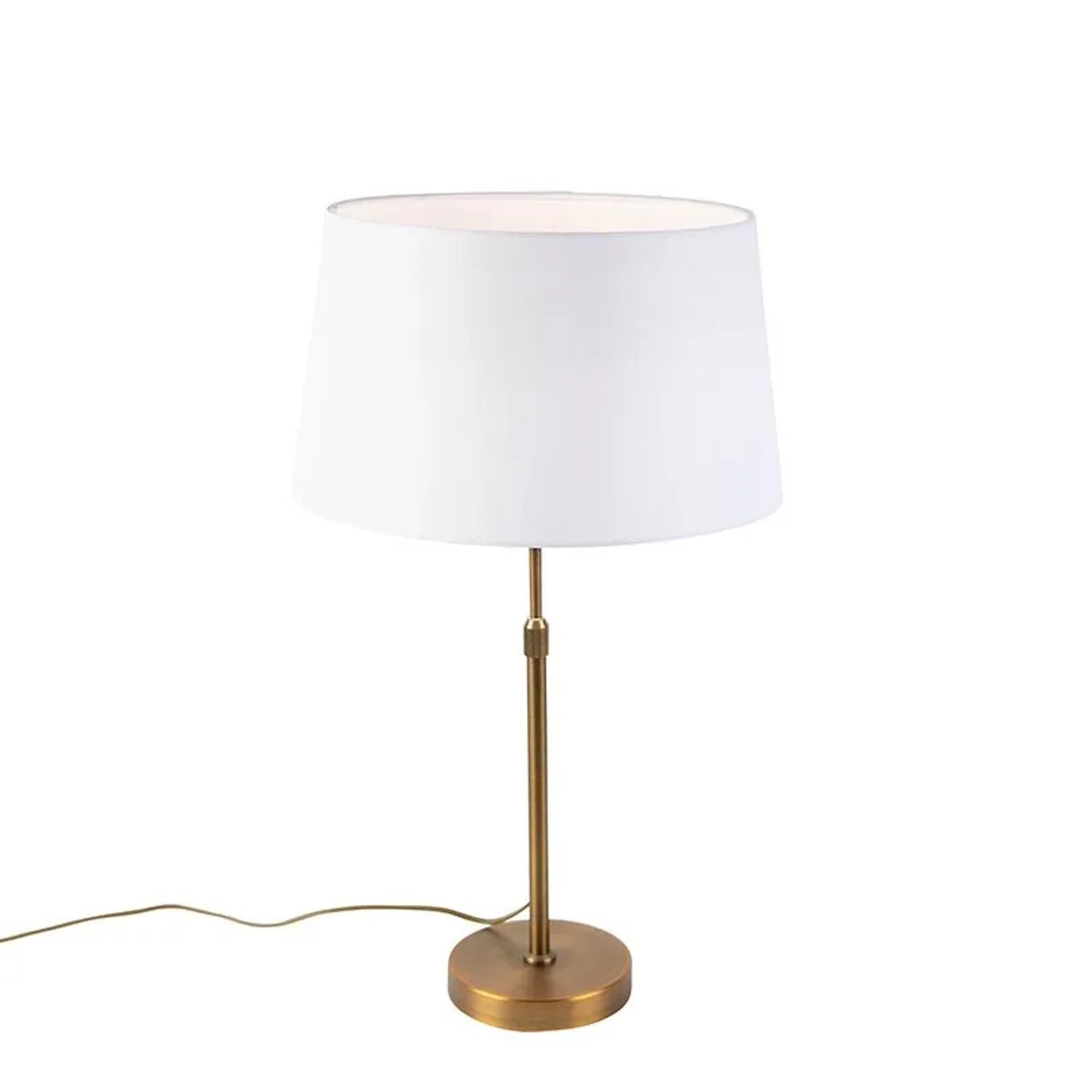 QAZQA Bronze Tischlampe mit Leinenschirm Weiß 35cm Parte