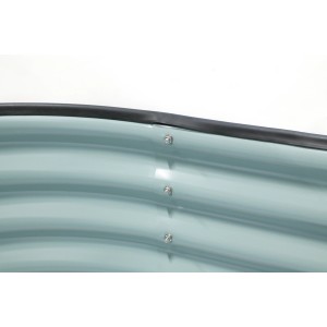 Detailansicht: Anthrazitfarbenes Westmann Hochbeet aus Metall, ovale Form, 160x80x82 cm.