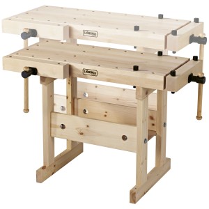 Sjöbergs Hobelbank Junior/Senior, höhenverstellbare Werkbank aus Birke mit Spannzangen und Bankhaken.