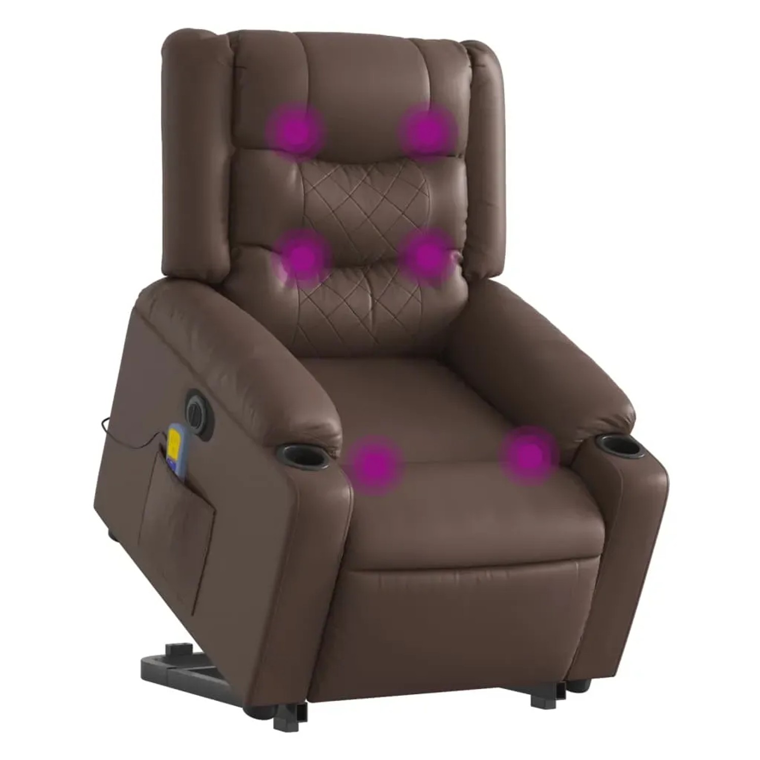 Grauer vidaXL Massagesessel mit Aufstehhilfe aus Kunstleder, elektrisch verstellbar mit Vibrationsmassage.