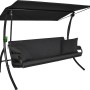 Graue Angerer Hollywoodschaukel Elegance Joy 3-Sitzer mit Liegefunktion und Sonnendach.