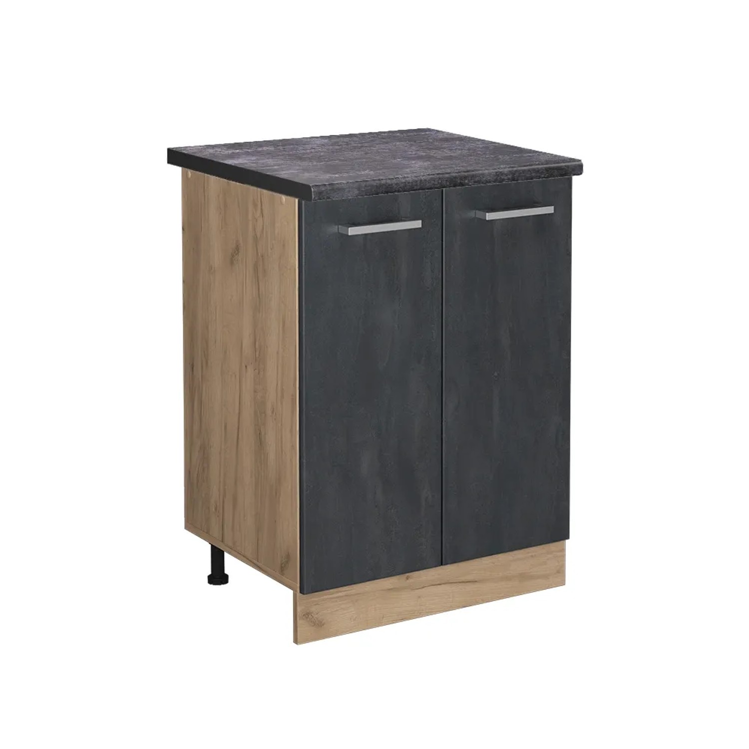 Vicco Küchenunterschrank R-Line Schwarz Beton/Goldkraft Eiche 60 cm AP Anthrazit