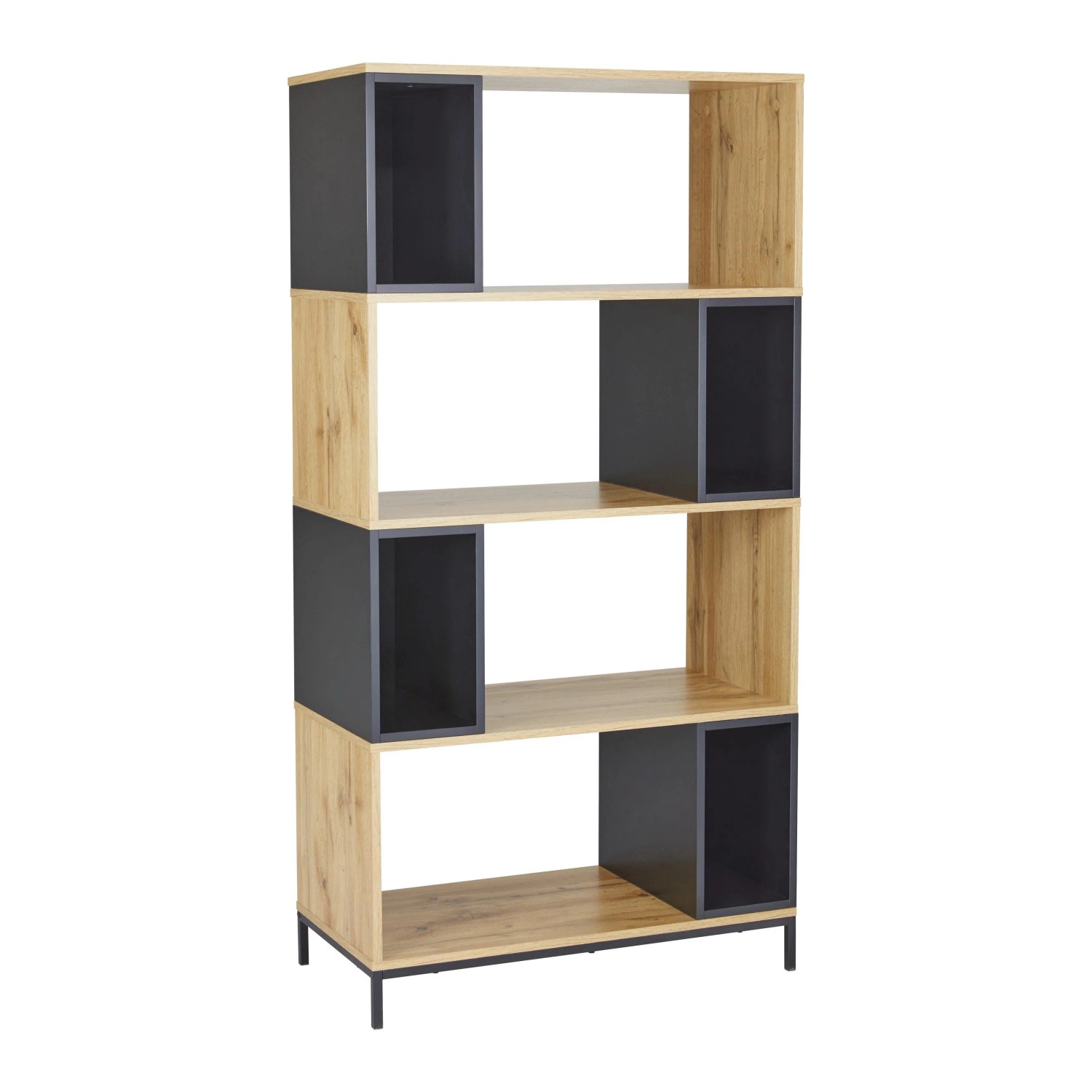Bessagi Home Regal Megy Schwarz/ Eichenfarben MDF