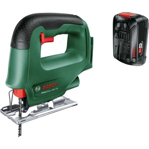 Bosch Akku-Stichsäge EasySaw 18V-70 Set mit Akku, grüne Stichsäge mit Akku im Set.