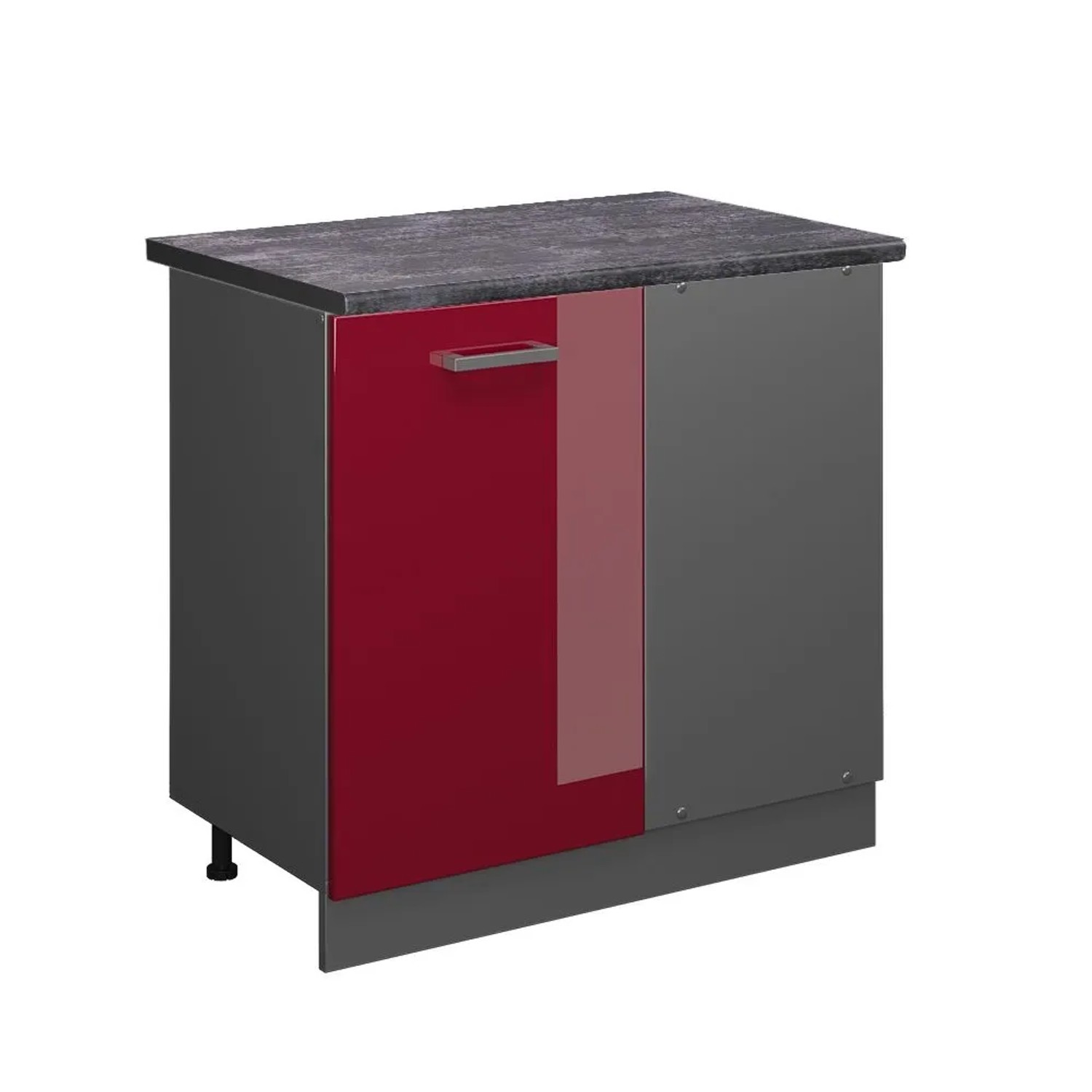 Vicco Eckunterschrank R-Line Rot Hochglanz 86 x 82 AP Anthrazit Opt2