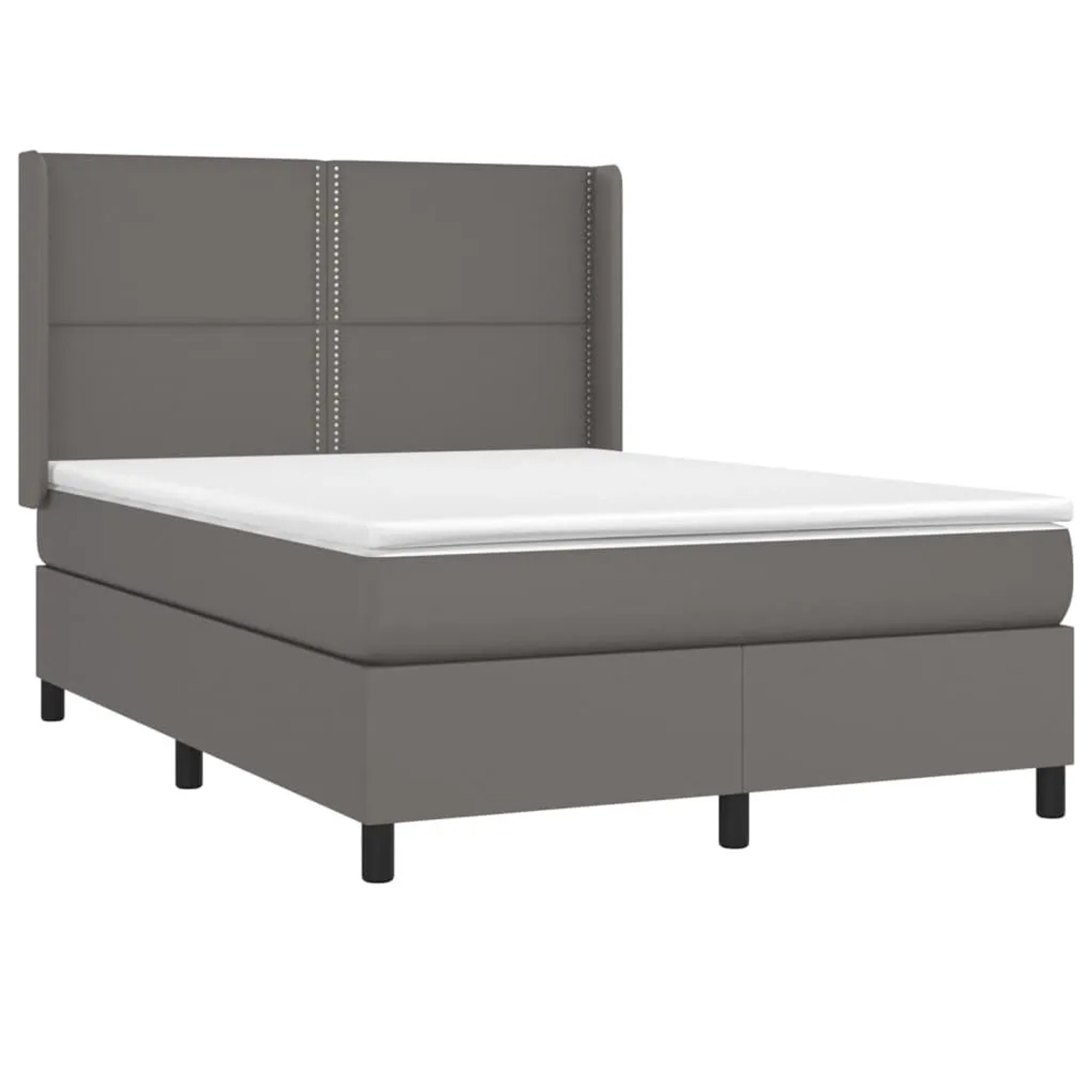 vidaXL Boxspringbett mit Matratze & LED Grau 140x200 cm Kunstleder 3139329 günstig online kaufen