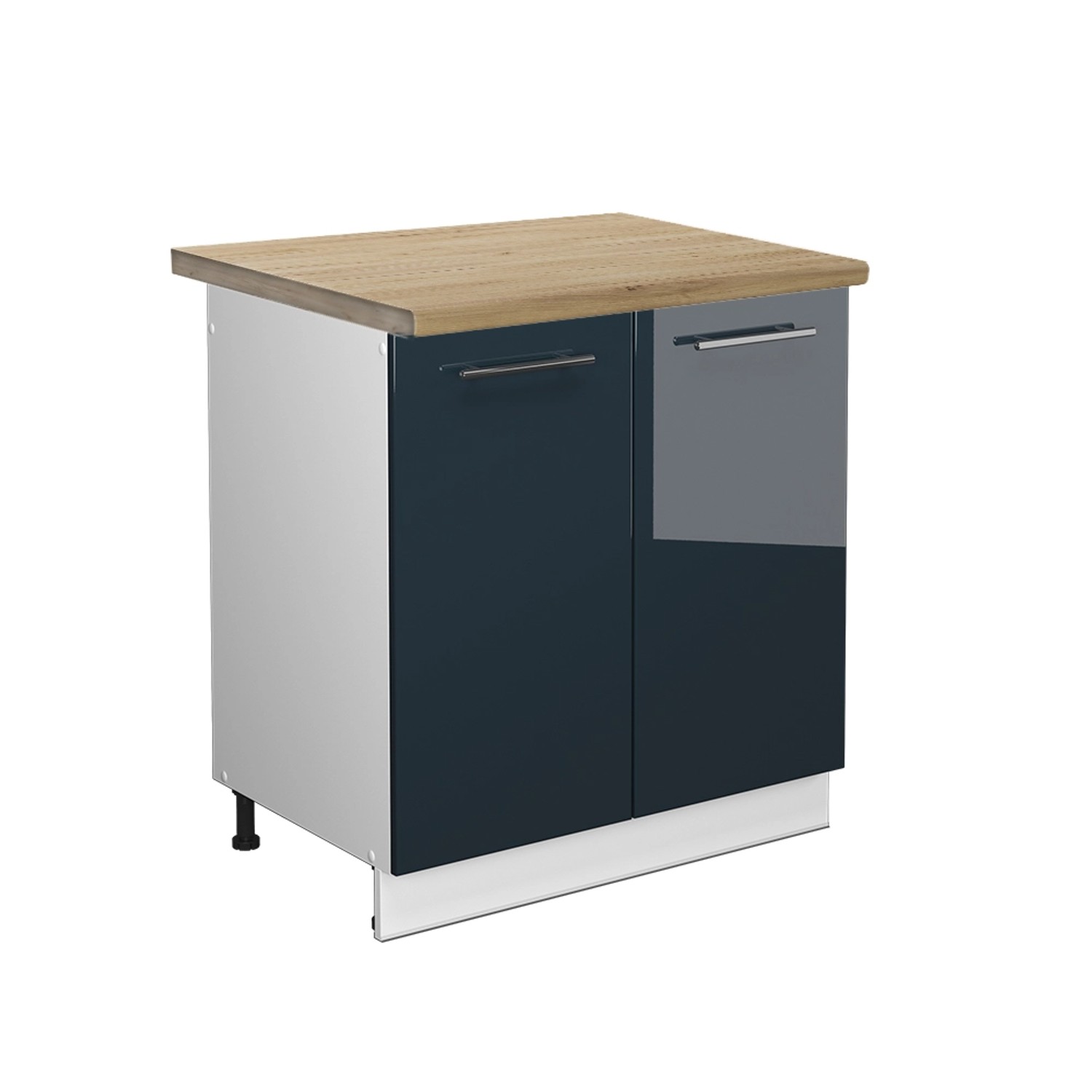 Vicco Spülenunterschrank Fame-Line Dunkelblau Hochglanz/Weiß 80 cm AP Eiche günstig online kaufen