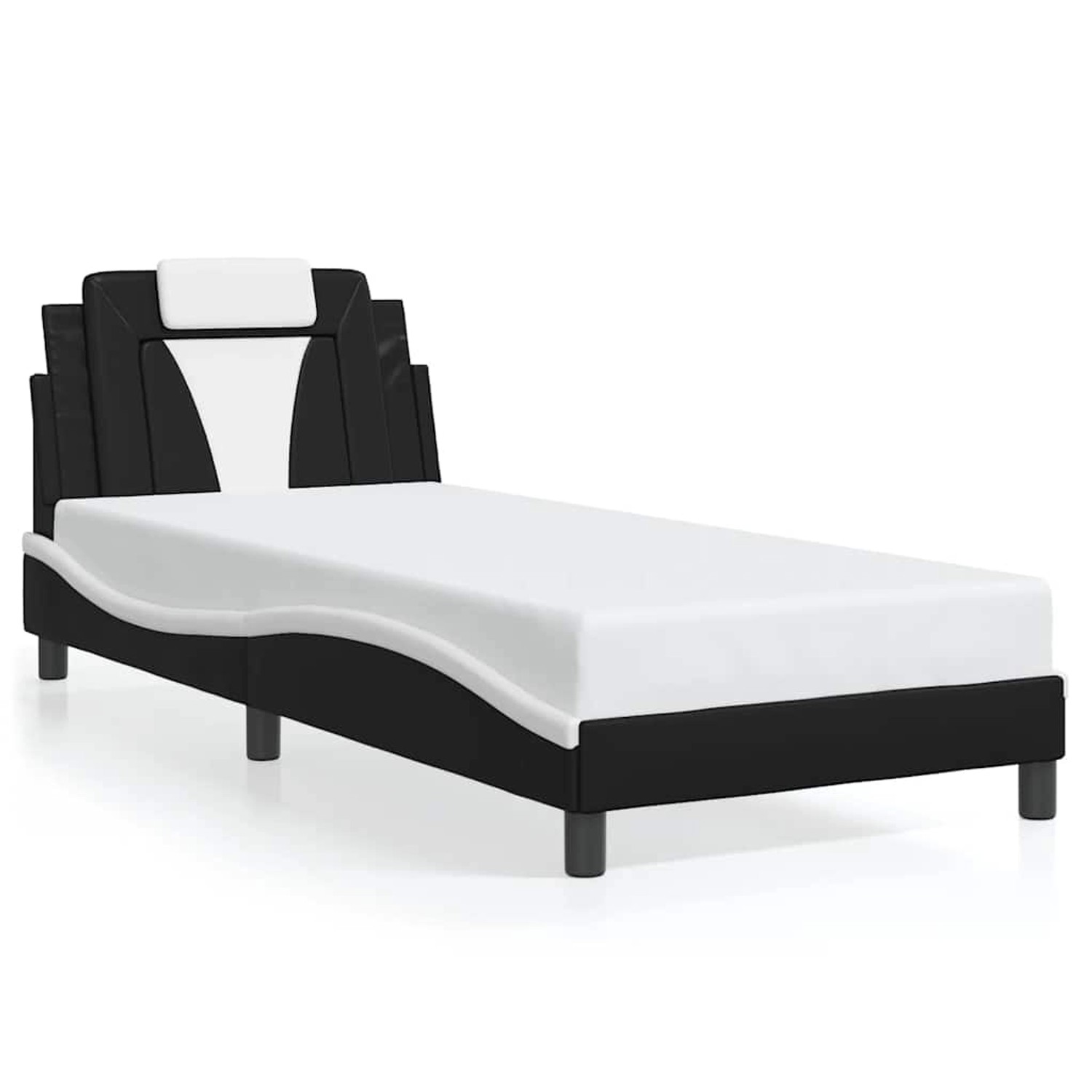 vidaXL Bettgestell Viana ohne Matratze Schwarz und Weiß 90x200 cm Kunstlede günstig online kaufen