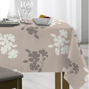 Venilia Tischdecke Style Taupe mit Blumenmuster, Meterware.