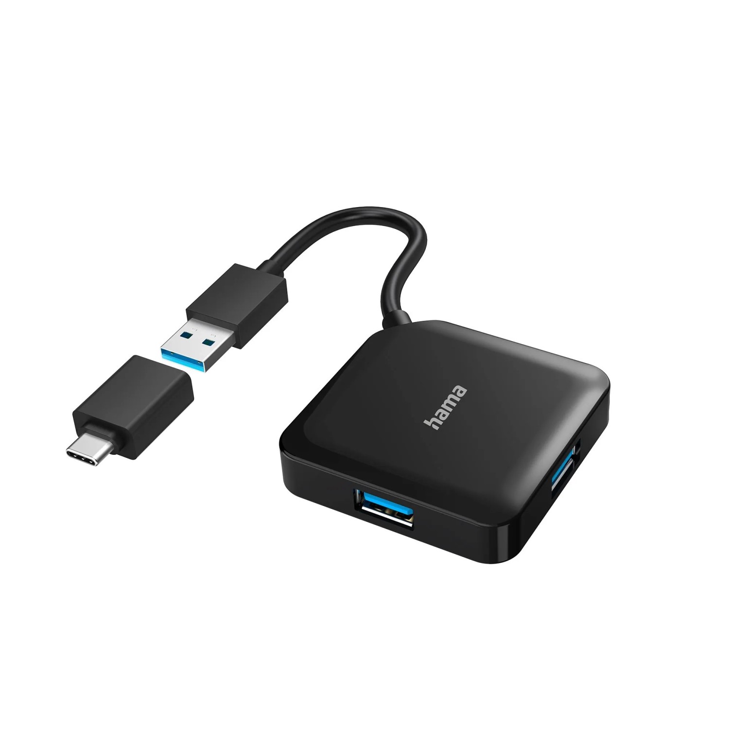 Image of Hama USB-Hub 4 Ports USB 3.2 Gen1 5 Gbit/s inkl. USB-C Adapter