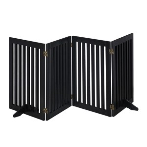 Relaxdays Absperrgitter MDF Schwarz 4-teilig Klappbar 92 cm x 206,5 cm x 8 cm 14,2 kg