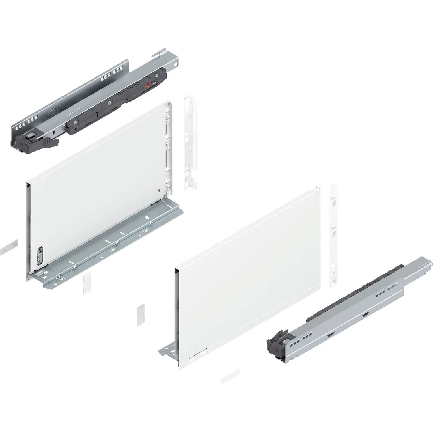 Blum Legrabox Pure Set Höhe F Tip-On Vollauszug 400 mm 40 kg Seidenweiß 1 Paar