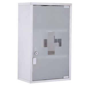 HOMCOM Medizinschrank Arzneischrank mit Schloss Edelstahl 30 x 18 x 50 cm