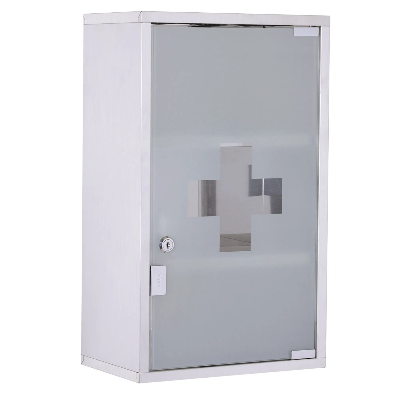 HOMCOM Medizinschrank Arzneischrank mit Schloss Edelstahl 30 x 18 x 50 cm