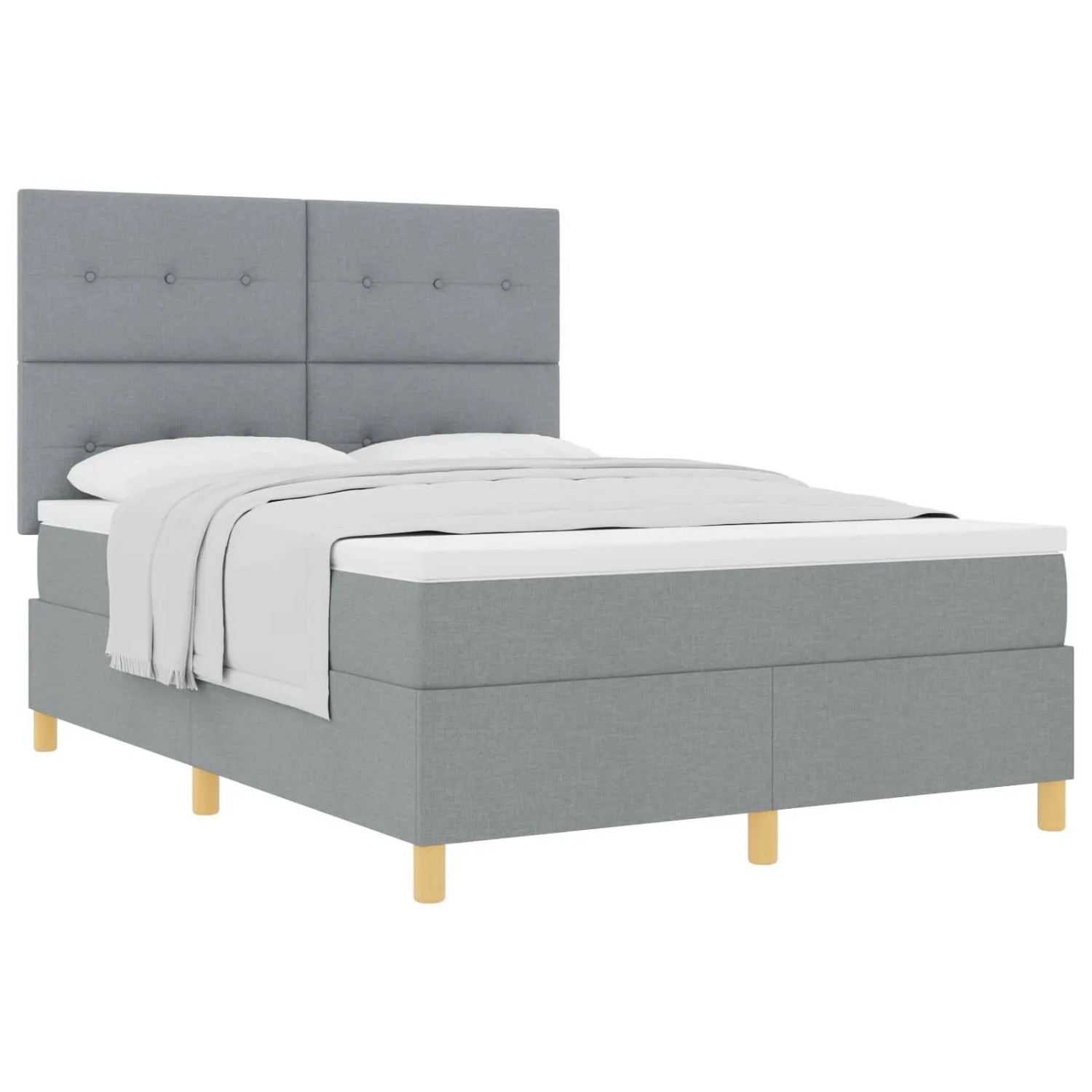 vidaXL Boxspringbett mit Matratze Hellgrau 140 x 200 cm Stoff 3339623