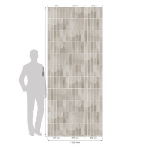 Grosfillex Wandpaneel Element 3D Optik Vertical Tiles Greige, 260x37,5cm, mit Höhenangabe.