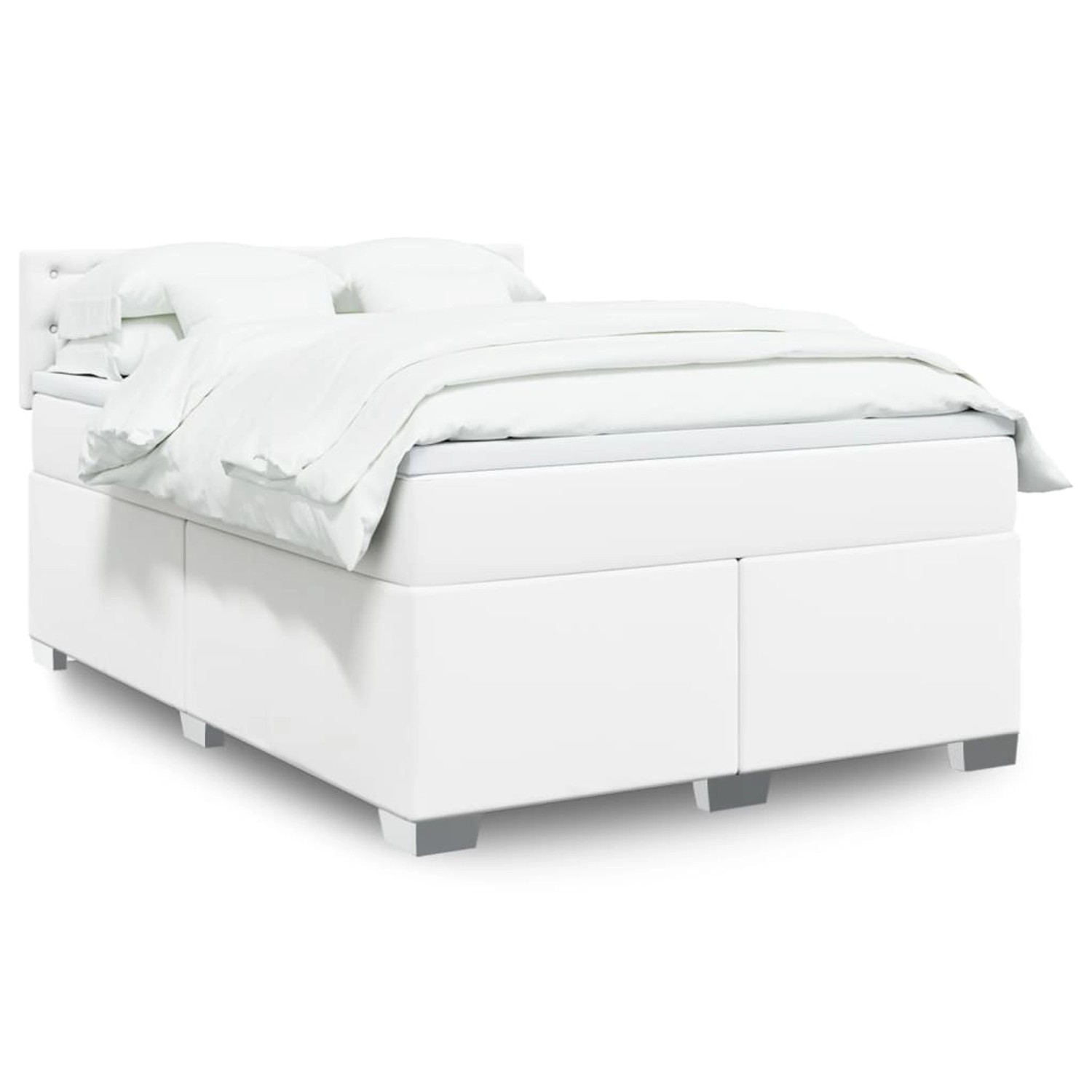 vidaXL Boxspringbett mit Matratze Weiß 140x190 cm Kunstleder 3288421 günstig online kaufen
