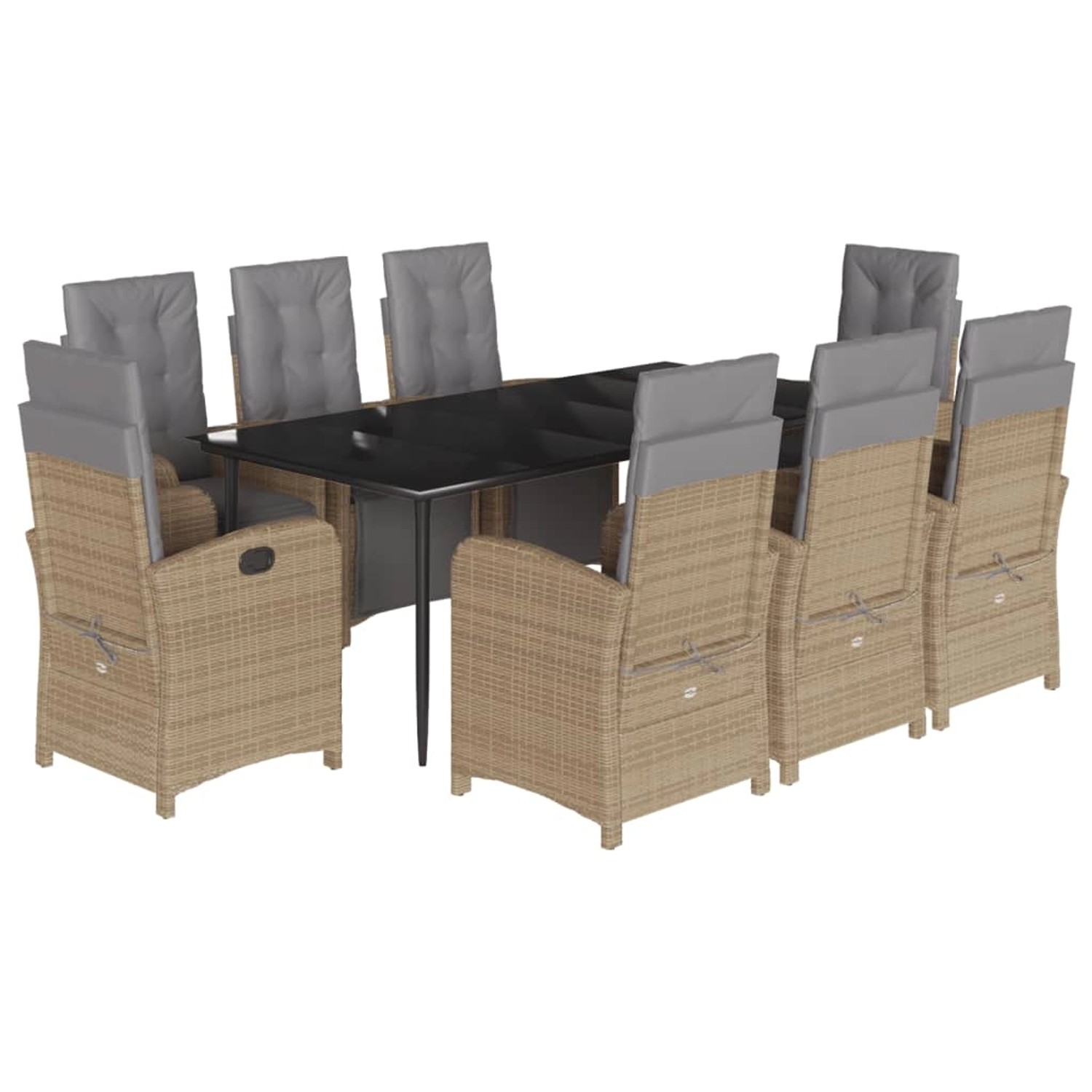 vidaXL 9-Tlg Garten-Essgruppe mit Kissen Beige Poly Rattan 3212590 günstig online kaufen