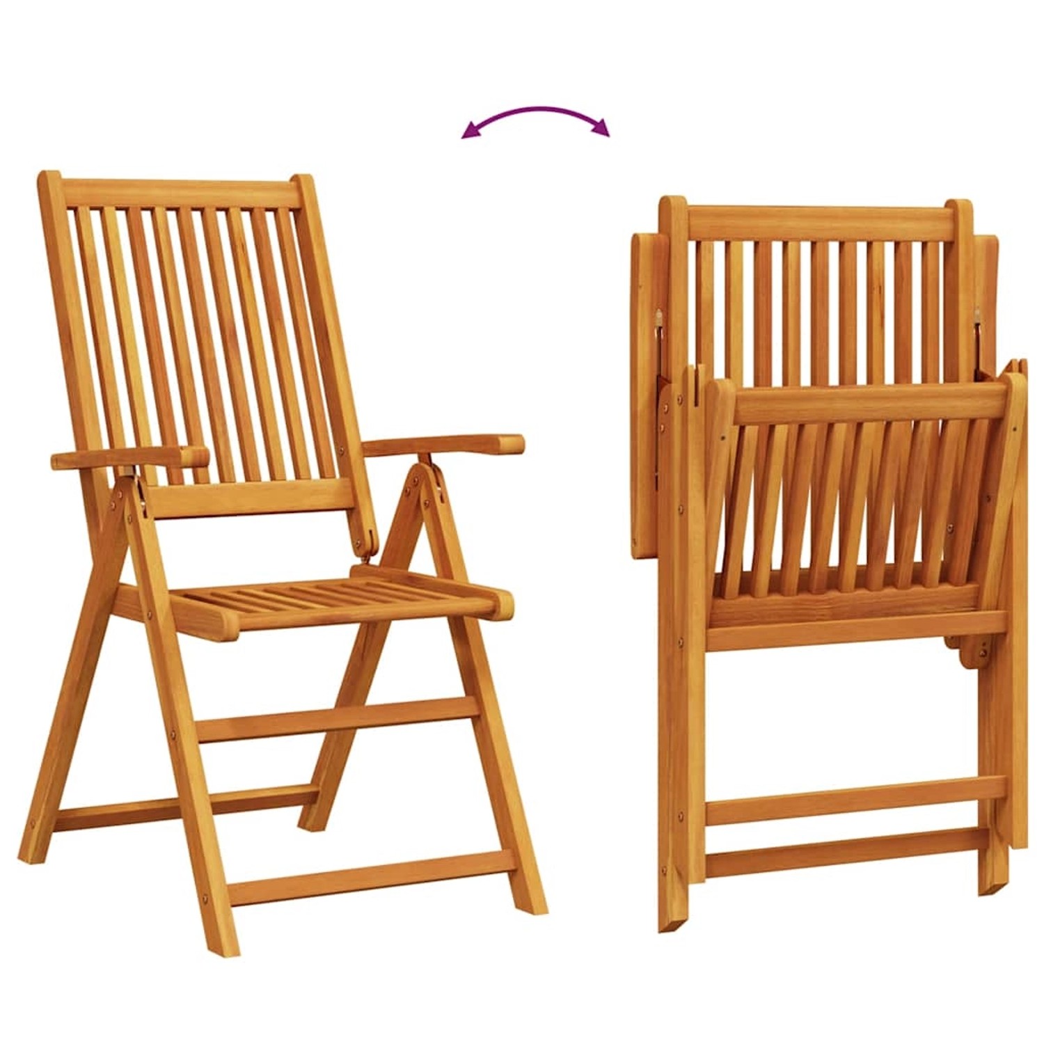 Klappbarer Gartenstuhl aus Akazienholz, Teil des 7-tlg. vidaXL Garten-Essgruppe.