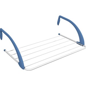 Gimi Heizungstrockner Airy, weiß/blau, Wäscheständer für Heizkörper oder Balkon mit 3 m Trockenlänge.