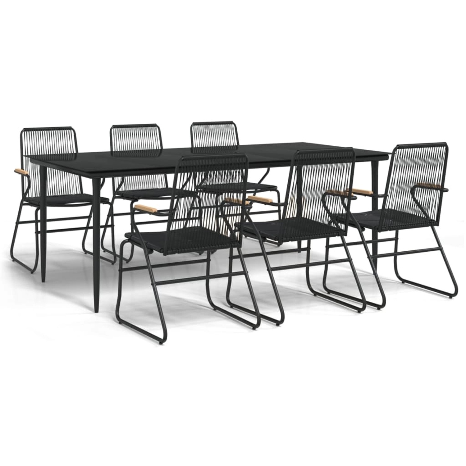 vidaXL 7-Tlg Garten-Essgruppe Schwarz PVC-Rattan 3099219