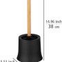 Wenko WC-Garnitur Basic Bambusa: Schwarzer WC-Bürstenhalter mit Bambus-Stiel.