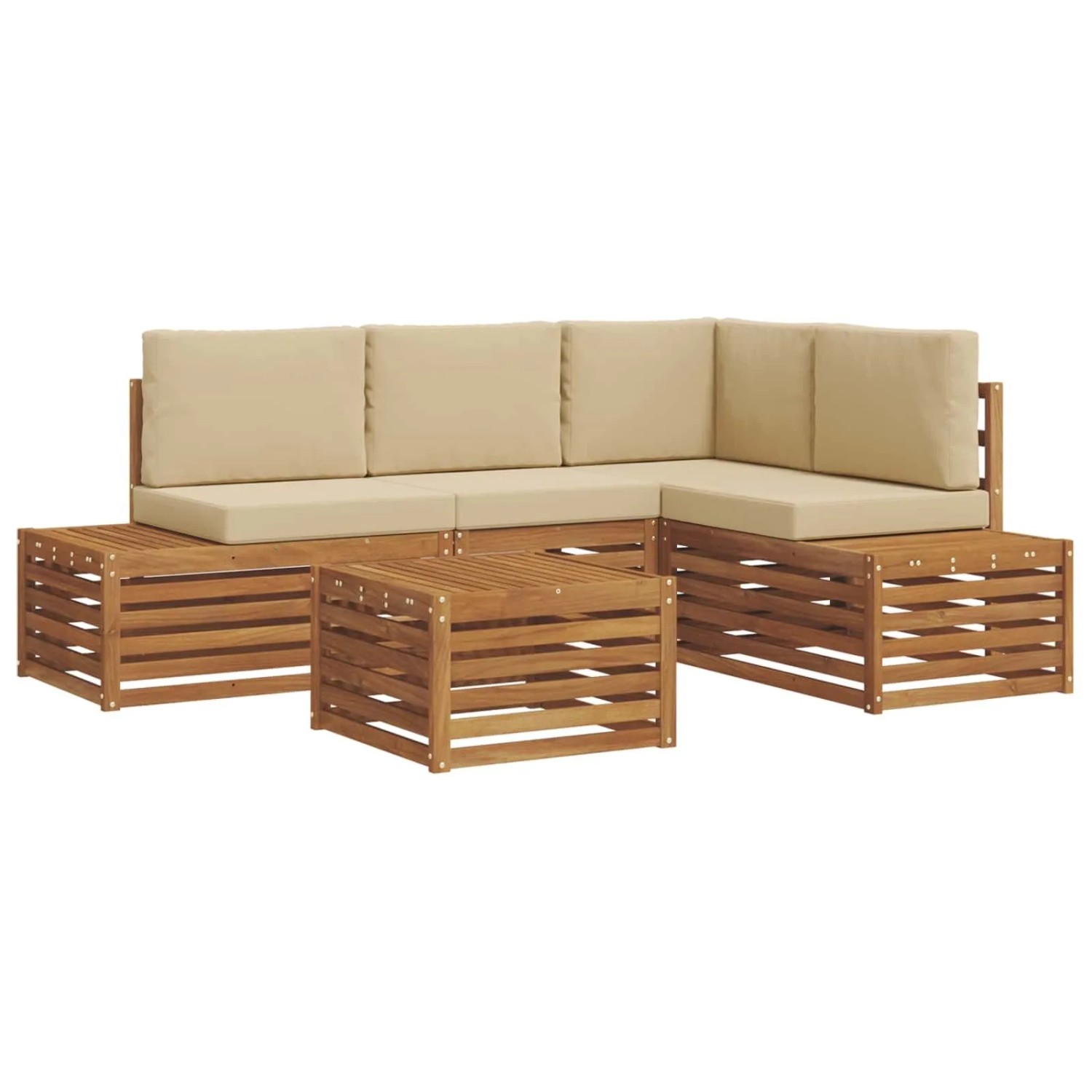 vidaXL Sofagarnituren mit Kissen 5-Tlg Natur und Beige 3375448
