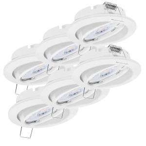 6er Set weiße Oktaplex Dijon LED Deckenspots, dimmbar, warmweiß (2700K), 4,8W, schwenkbar.