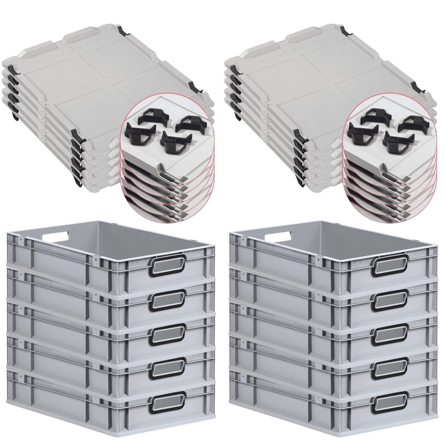 PROREGAL SparSet 10x Eurobox Nextgen Color Mit Auflagedeckel HxBxT 12x40x60 günstig online kaufen