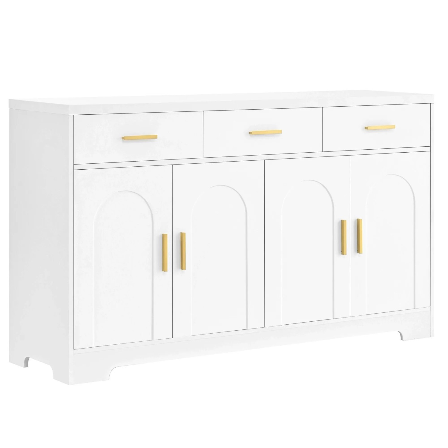 Merax Sideboard Weiß 4 Türen 3 Schubladen MDF Goldgriffe