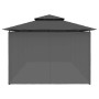 Anthrazitfarbener vidaXL Pavillon mit Vorhängen, ideal für Gartenpartys und als Sonnenschutz.