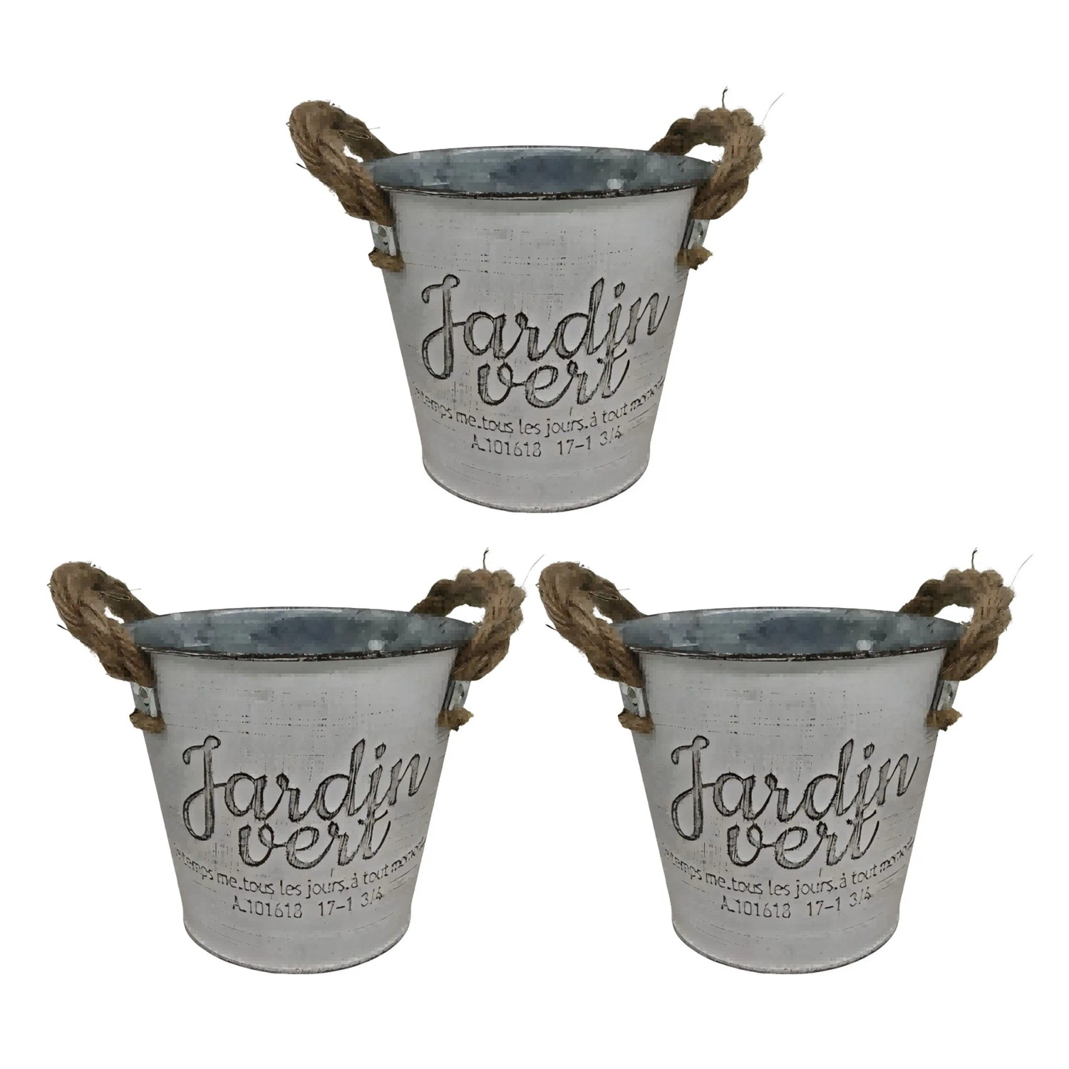 Relaxdays Übertöpfe 3er Set Eisen Jute Silber 12,5 cm x 14 cm
