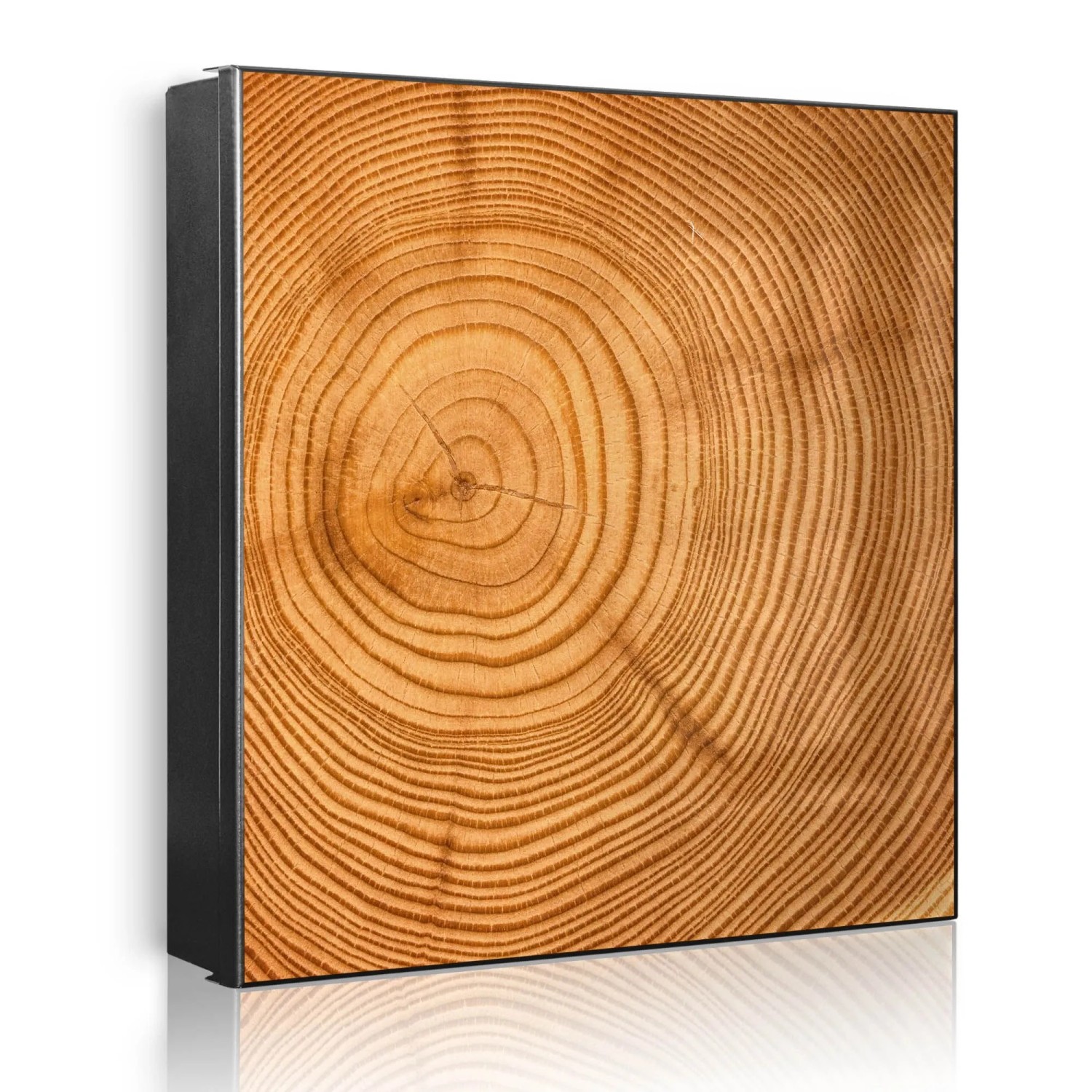 Banjado Großer Schlüsselkasten Metall 30x30cm Schwarz Scharnier Links 50 Haken Beschreibbar Magnetisch Motiv Baumstamm