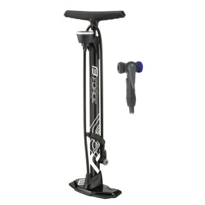 Force Standpumpe Profi Star Alu, 11 Bar, mit Manometer und Dual-Kopf für alle Ventile.