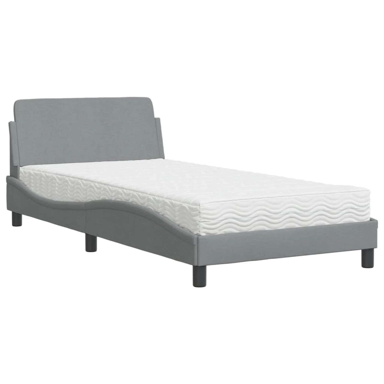 vidaXL Bett mit Matratze Hellgrau 100x200 cm Stoff2009058 günstig online kaufen