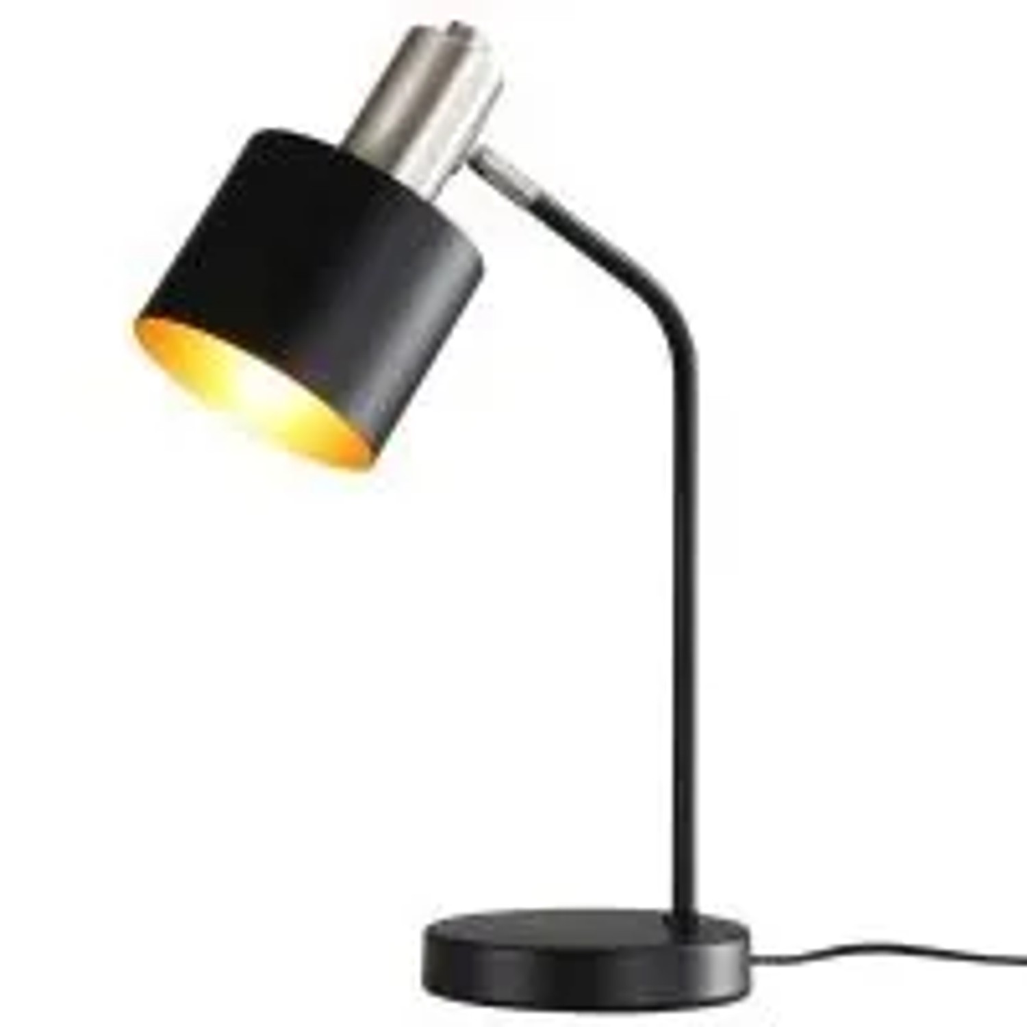 NETTLIFE Vintage Nachttischlampe E27 Kabel Schwarz Gold Schreibtischlampe Schwenkbar Leselampe
