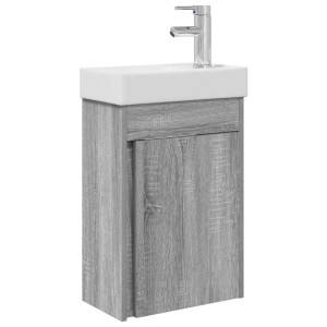 vidaXL Badezimmer Waschtischunterschrank mit Wasserhahn Grau Sonoma 889526