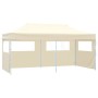 Faltbares Partyzelt, creme, 3x6 m, mit Seitenwänden und Fenster, ideal für Partys und Veranstaltungen.