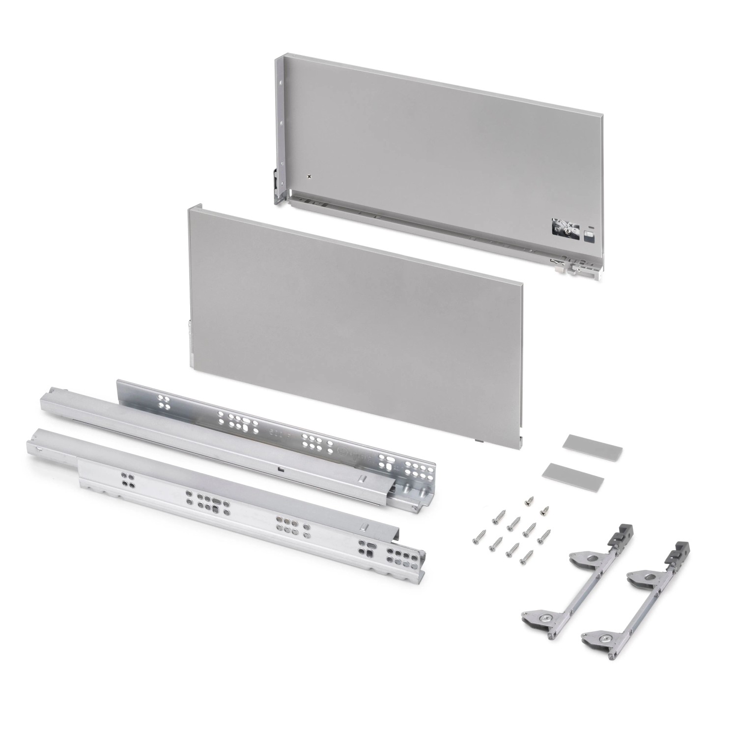 Emuca Aussenschublade Vertex 3D 60 kg Höhe 242 mm Tiefe 500 mm Stahl Silvergrau