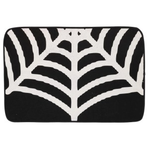 Schwarze Halloween Fußmatte mit weißem Spinnennetz-Design, 60x40 cm, aus Polyester für Innen & Außen.