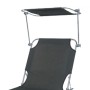 Graue Mojawo Gartenliege mit Sonnendach, klappbar, 186x55x24cm. Relaxliege für Garten und Camping.