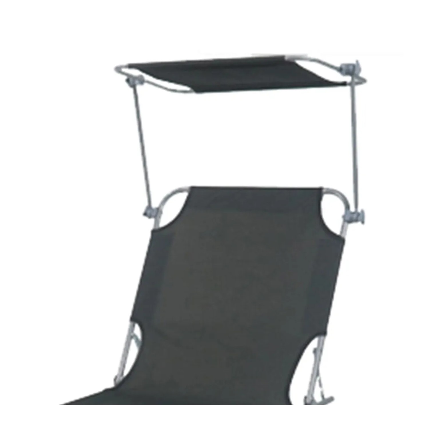 Graue Mojawo Gartenliege mit Sonnendach, klappbar, 186x55x24cm. Relaxliege für Garten und Camping.