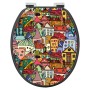 Anthrazit WC-Sitz mit Absenkautomatik und Funky Town Motiv. Klodeckel aus MDF.