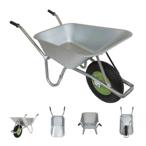 TRUTZHOLM Schubkarre, 100L Stahlmulde, Luftrad auf Stahlfelge, max. 250kg Tragkraft.