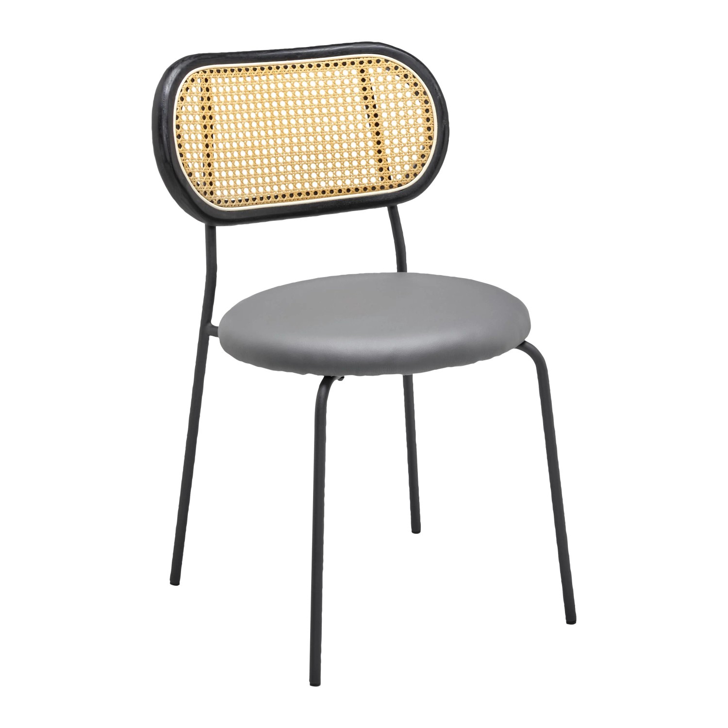 Bessagi Home Stuhl Casa Grau Lederlook Gepolstert