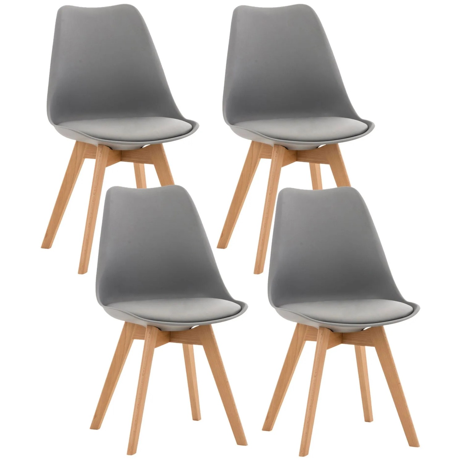 CLP 4er Set Esszimmerstuhl Linares grau/Kunststoff